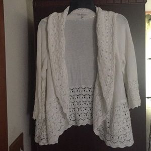 Last call! Croft & Barrow Crocheted Open Sweater Cardigan L